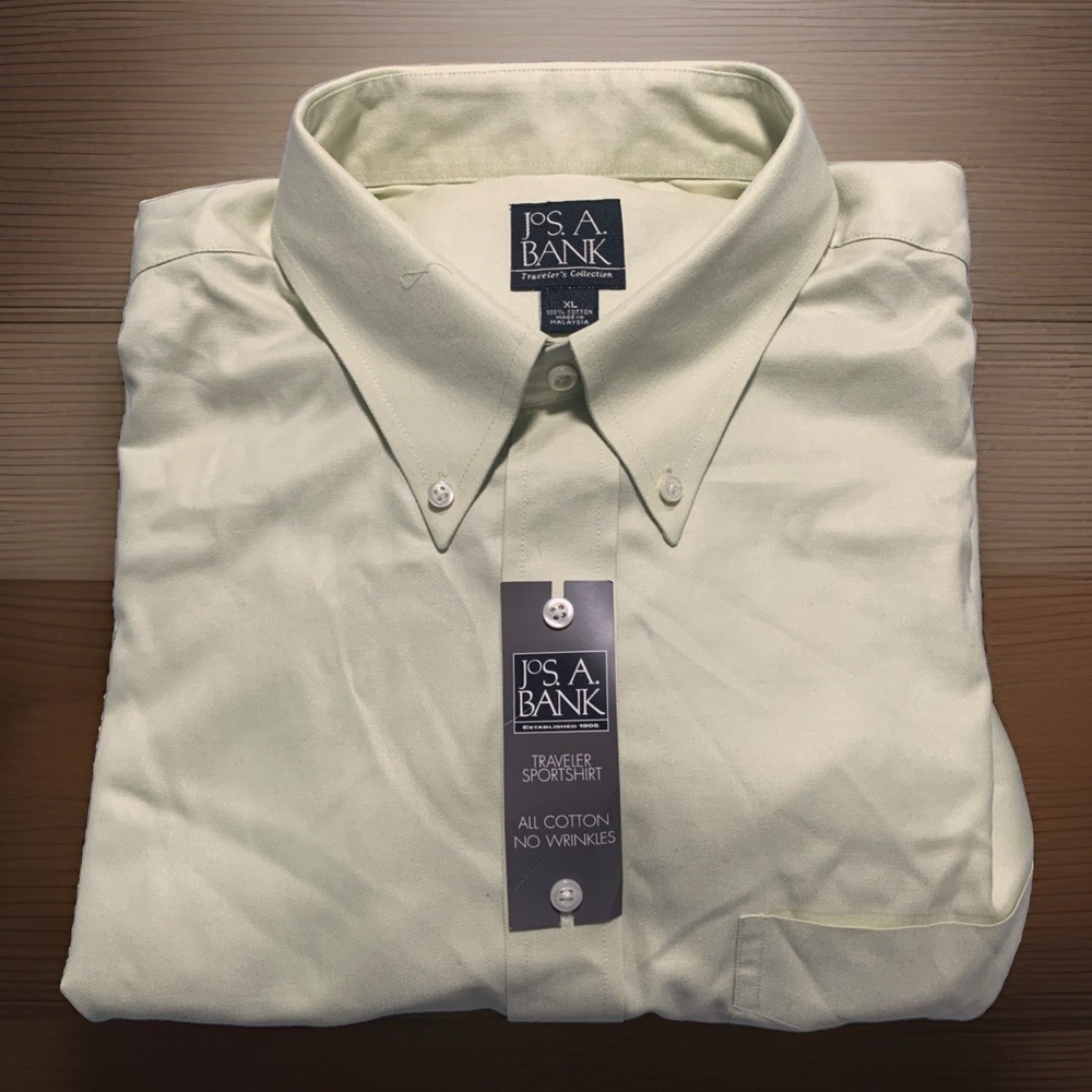 NWT Jos. A. Bank Traveler Sportshirt Men's XL Sage Green Long Sleeve Button Down